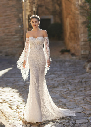 Strapless Ivory Lace Mermaid Wedding Dress With Removable Sleeves